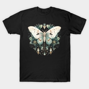 Lunar Moth, Crystals, and Foliage Magical, Gothic, Witchy T-Shirt